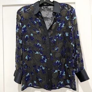 NWOT Rag & Bone Velvet Floral Sheer Button Up